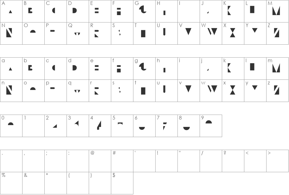 Bifur Overlay font character map preview