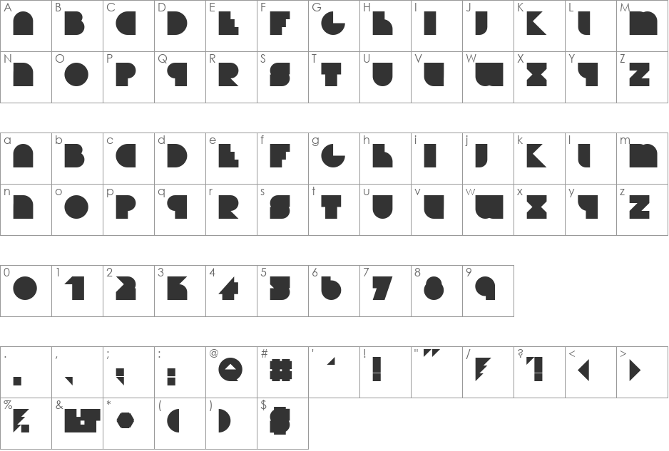 Bifurk font character map preview