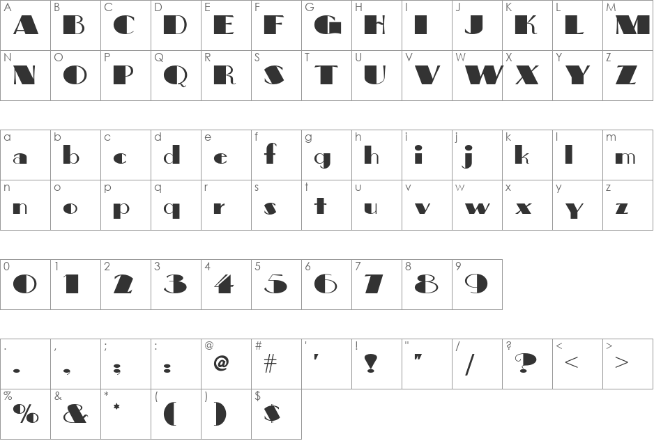 Big Apple NF font character map preview