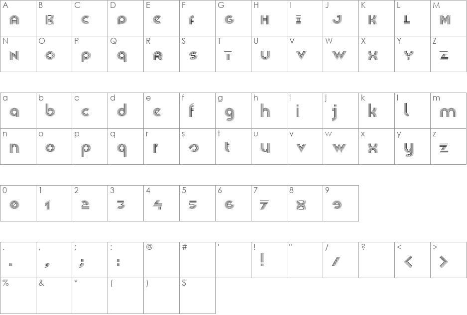 Veselka 4F font character map preview