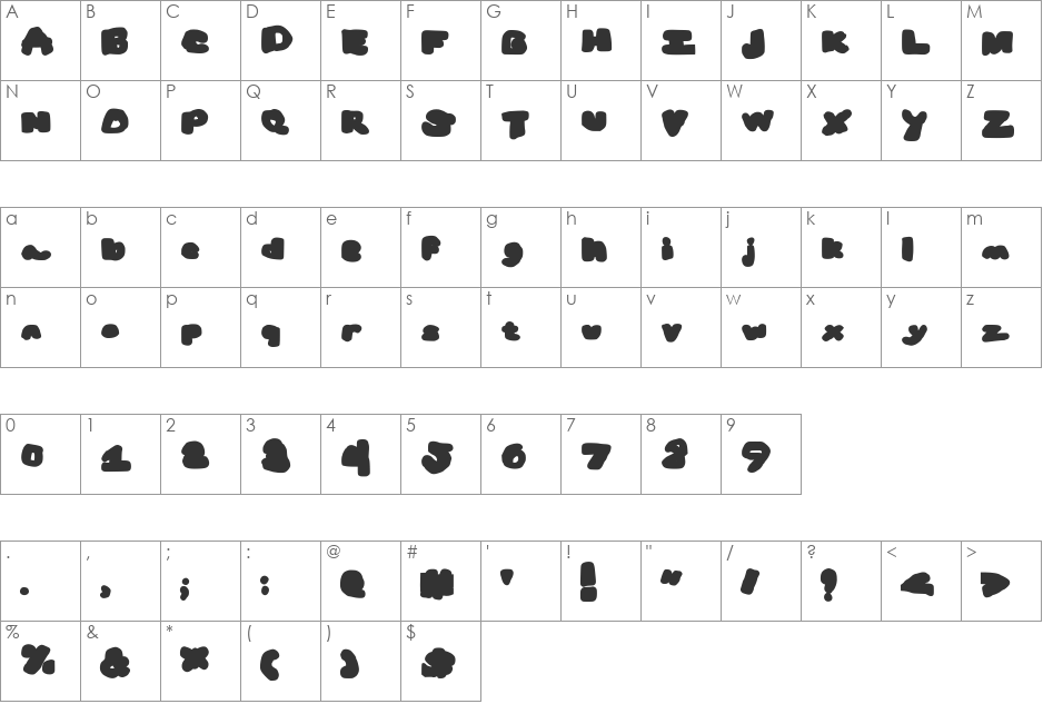 Big Black and Beautiful font character map preview