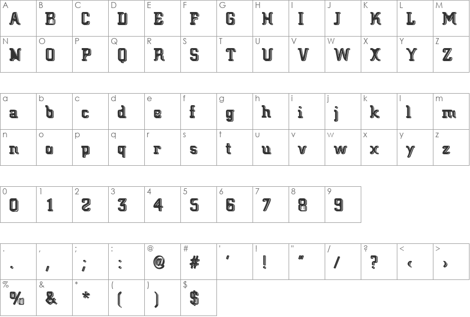 Big Blocko font character map preview