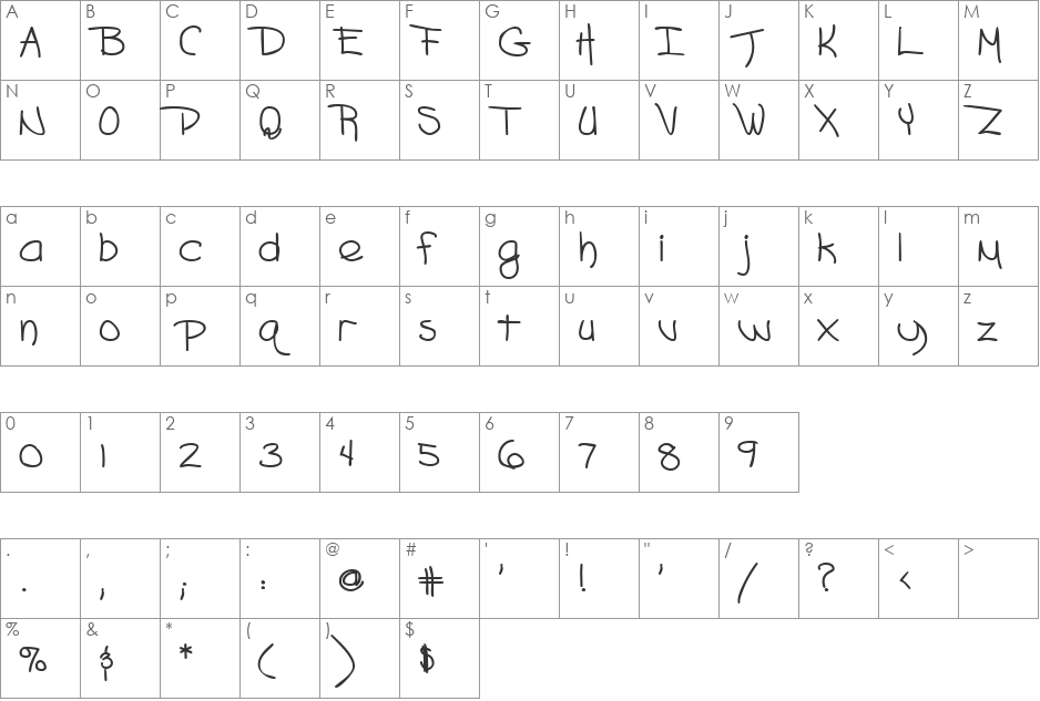 VfFree33 font character map preview