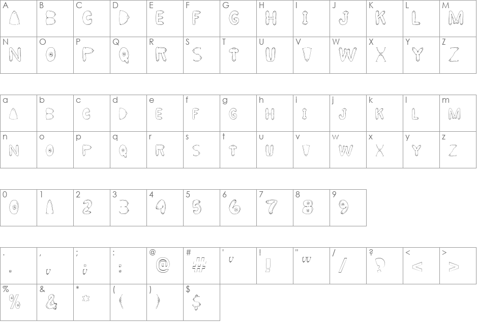 BIG BREAST FONT font character map preview