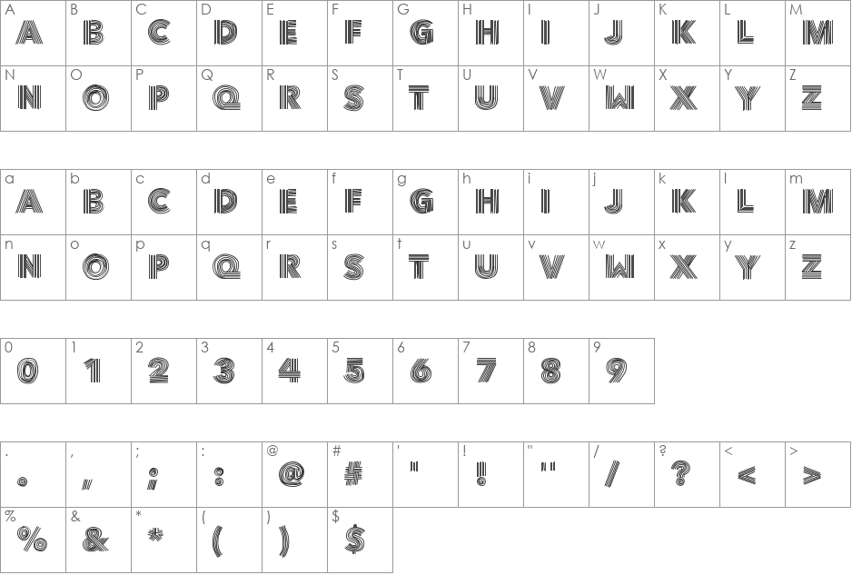 Vibe font character map preview