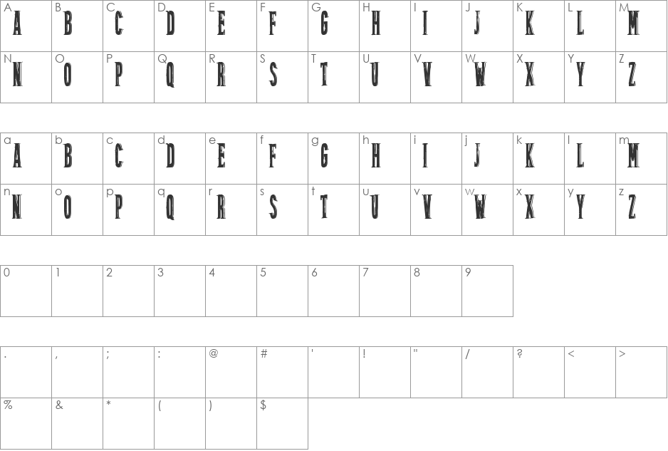 Vice & Virtues font character map preview