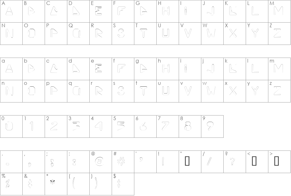 VicePrezDisplayCapsSSK font character map preview