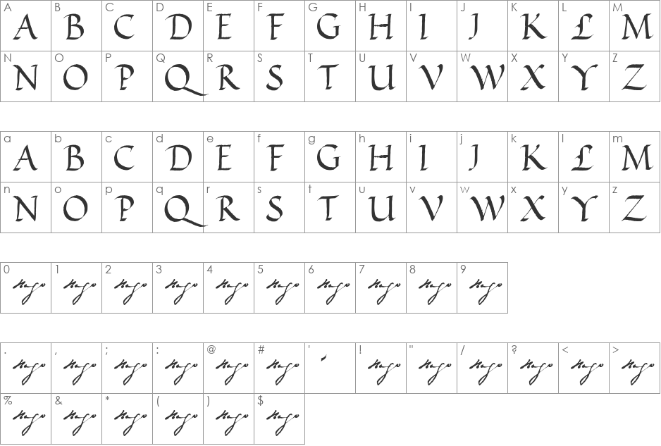 VICTOR HUGO font character map preview