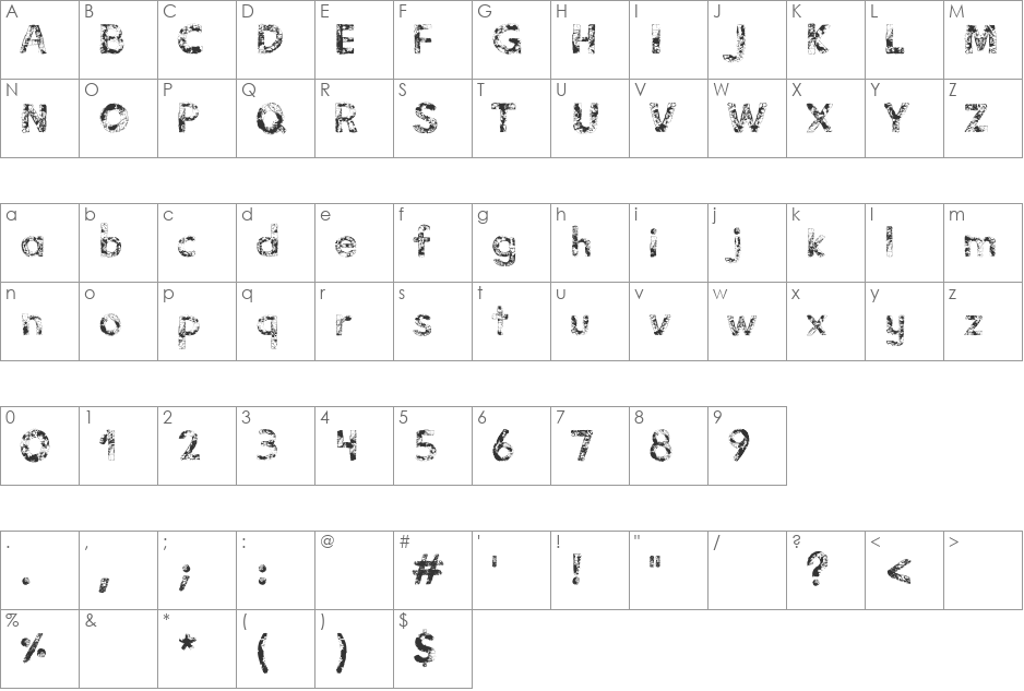 Vidas Secas font character map preview