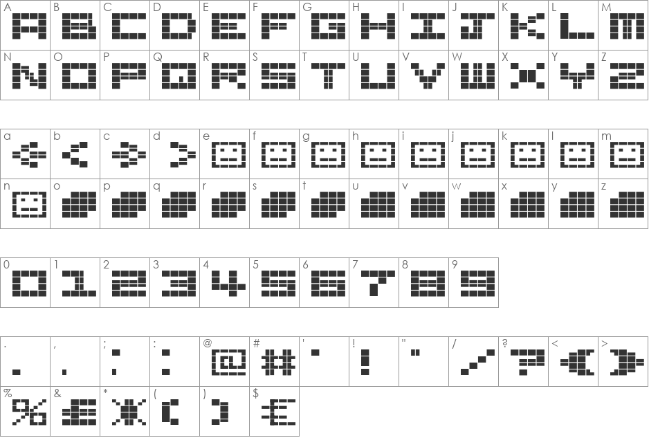 VIDEO font character map preview