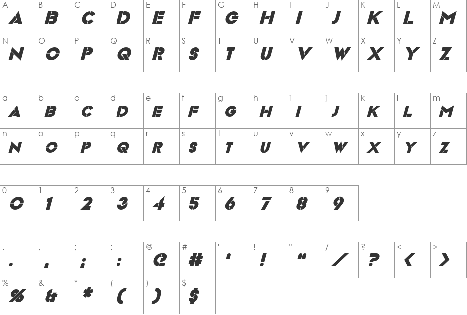 Videopac font character map preview
