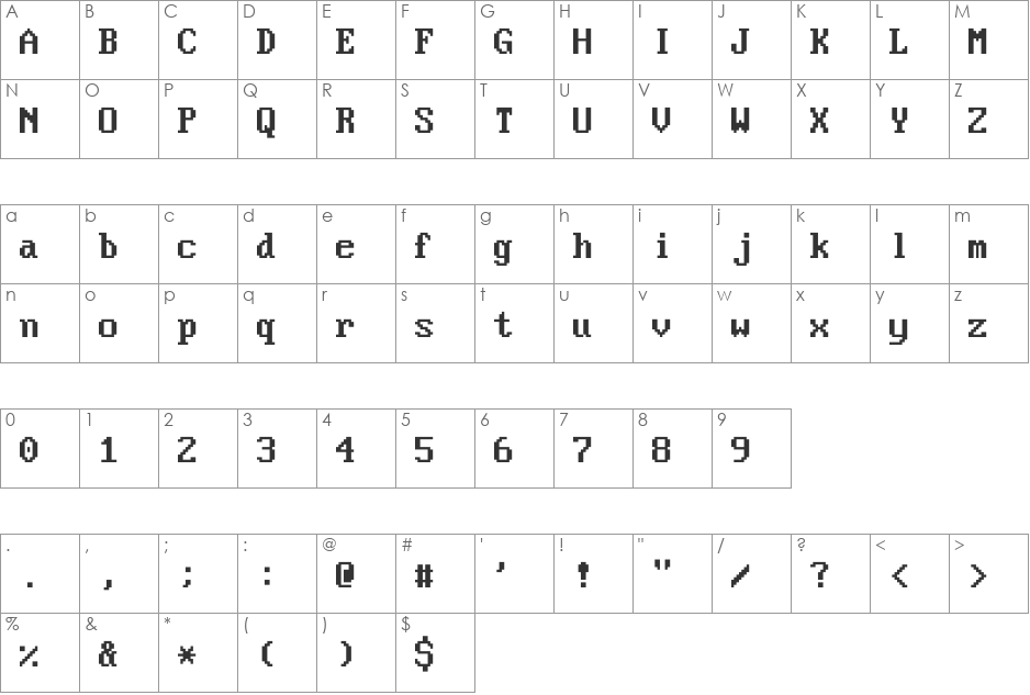 VideoTerminalSc font character map preview
