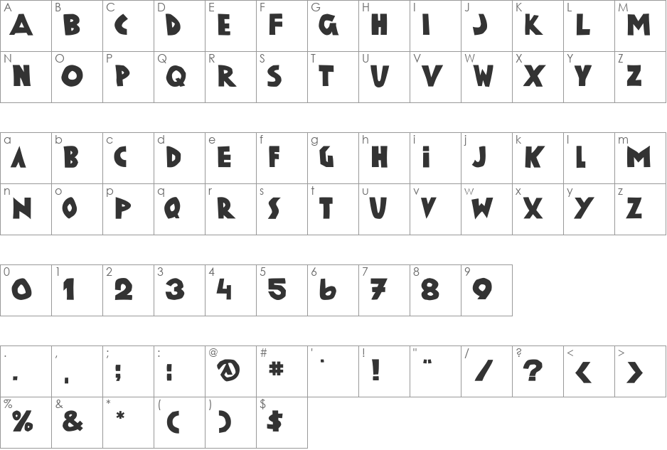 Vienna font character map preview