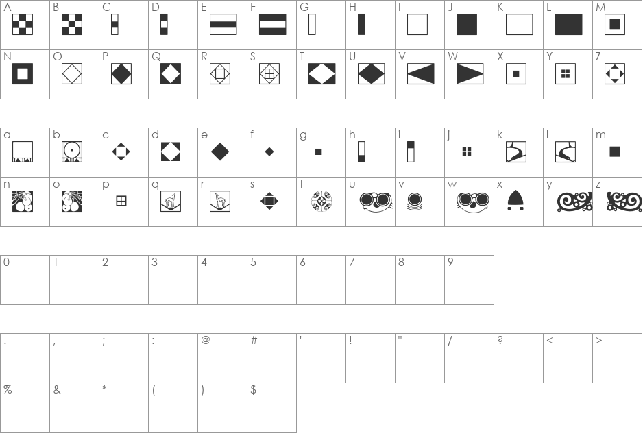 Vienna font character map preview