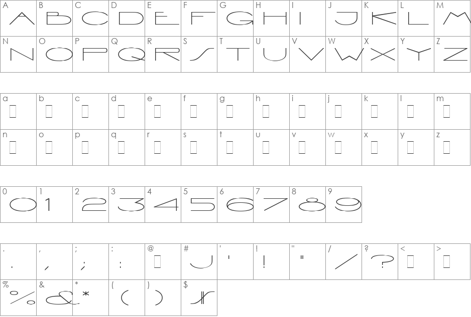 Vienna Extended LET font character map preview