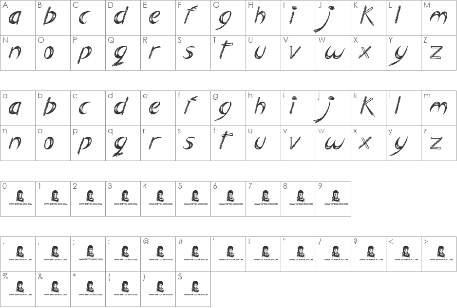 Big Easy font character map preview