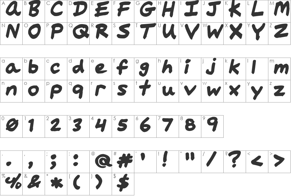 Big Fat Marker font character map preview
