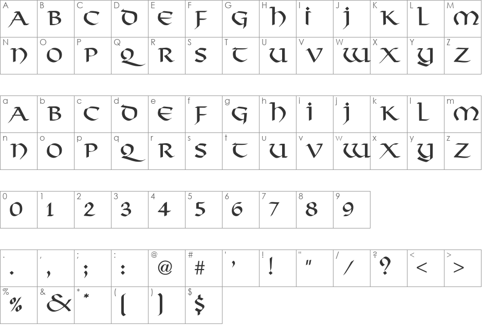 Viking-Normal font character map preview