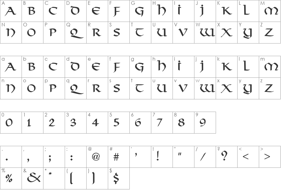 VikkingDB font character map preview