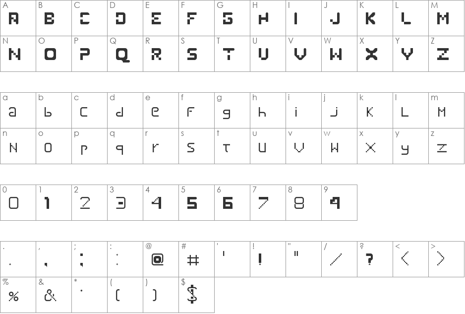 Viktribe font character map preview