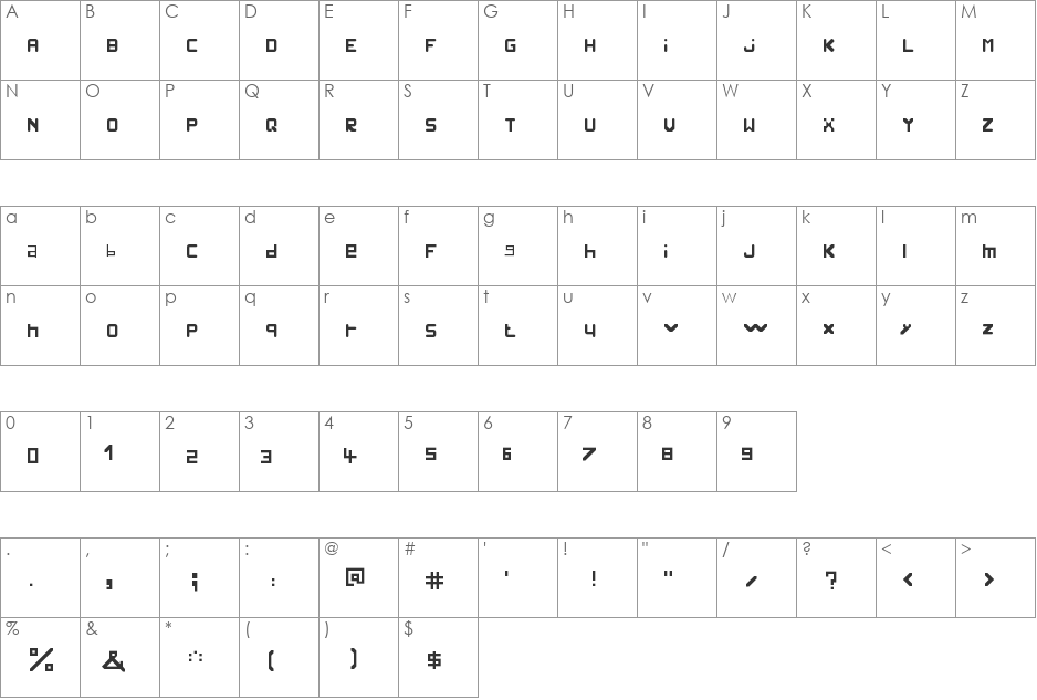 vinc font character map preview