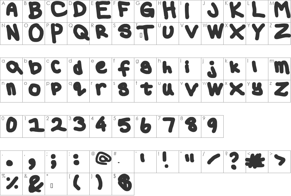 Vincent's Eyeball font character map preview