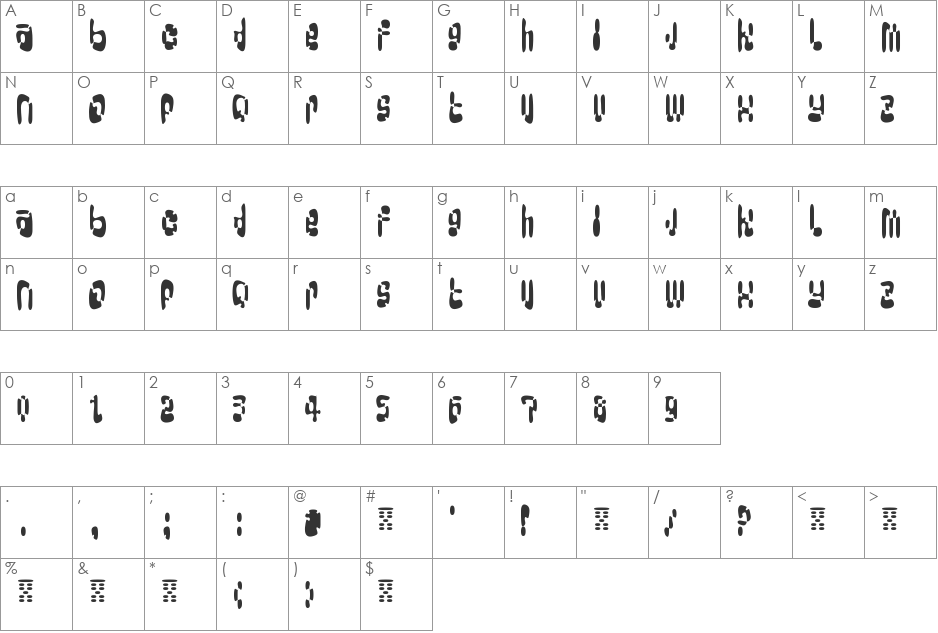 Big Loada Splatter font character map preview