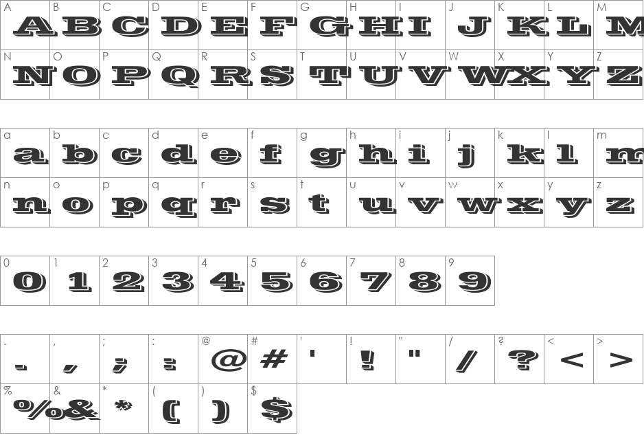 Vinera Ex font character map preview