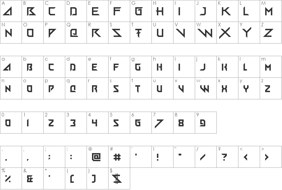 Big Quicksand font character map preview