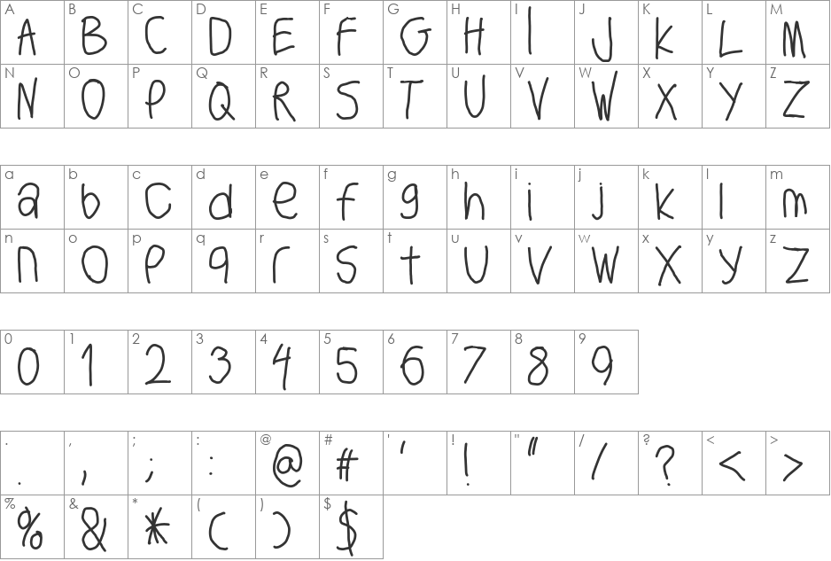 Big Writer font character map preview