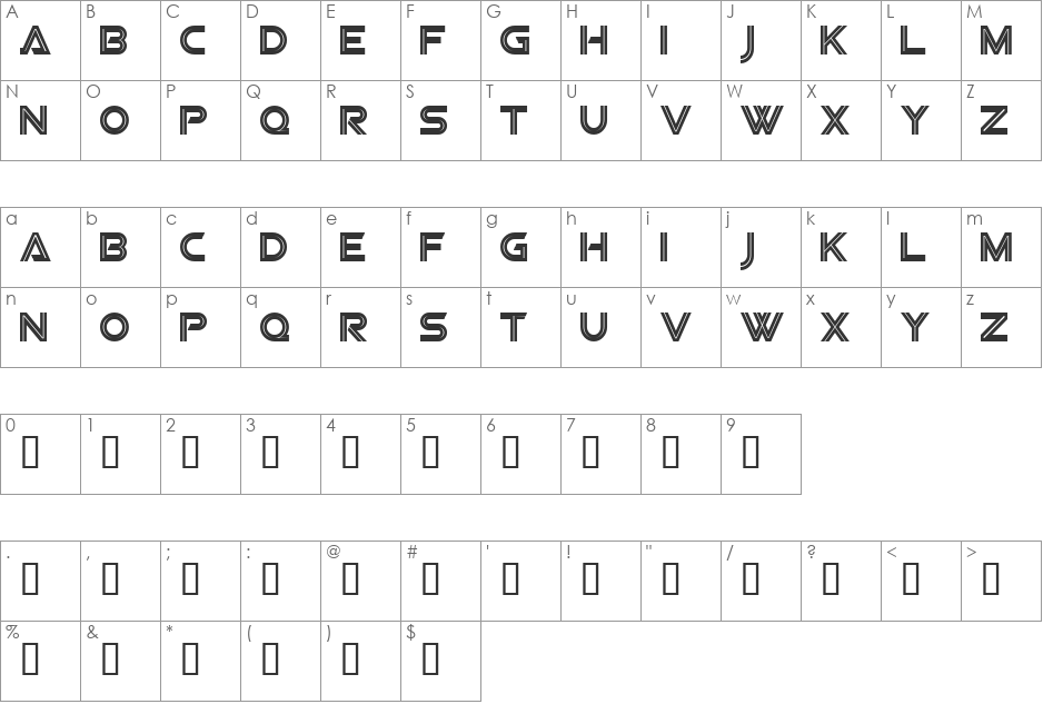 Viper Squadron Solid font character map preview