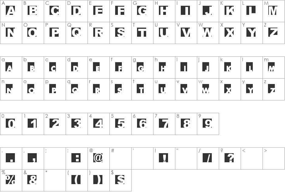 BIG-ARIAL font character map preview