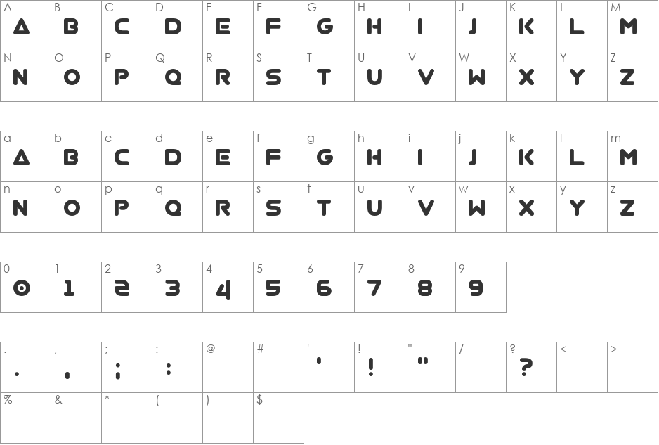 Virgo 01 font character map preview