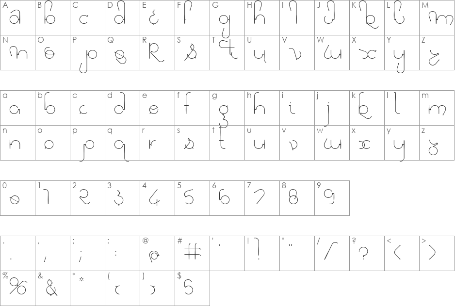 VisionMKG font character map preview