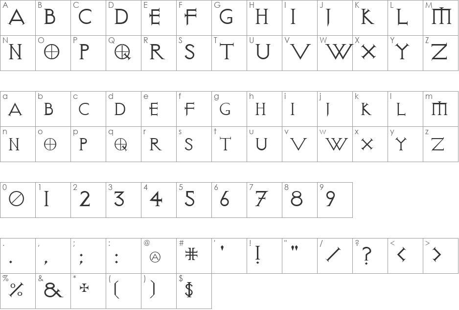Visitation font character map preview