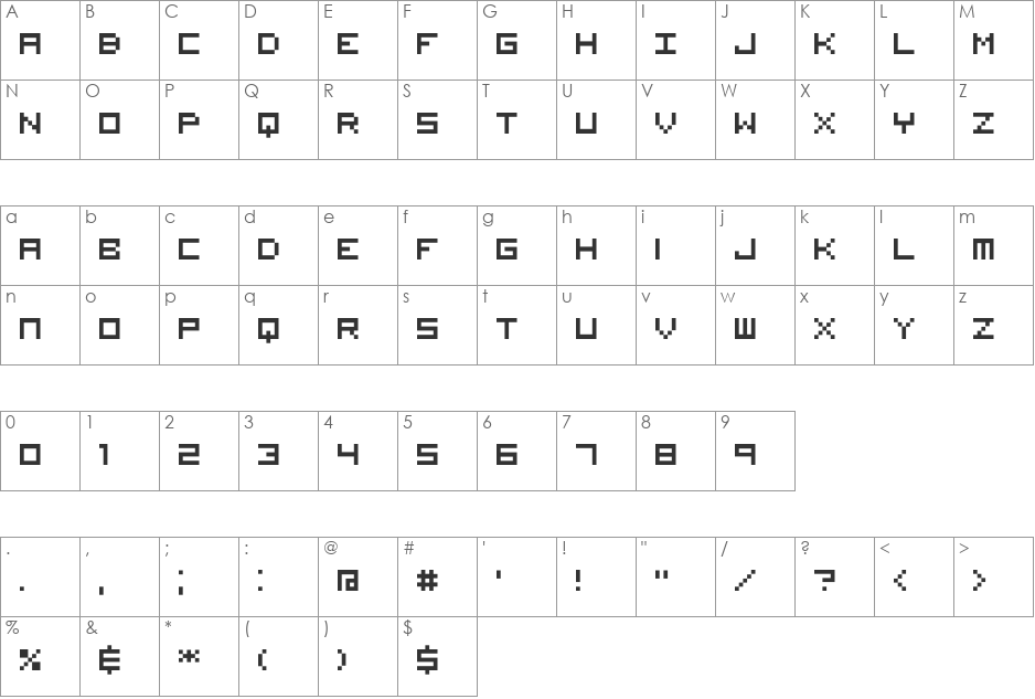 Visitor TT1 BRK font character map preview