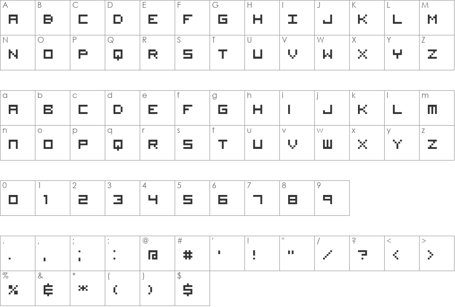Visitor TT2 (BRK) font character map preview