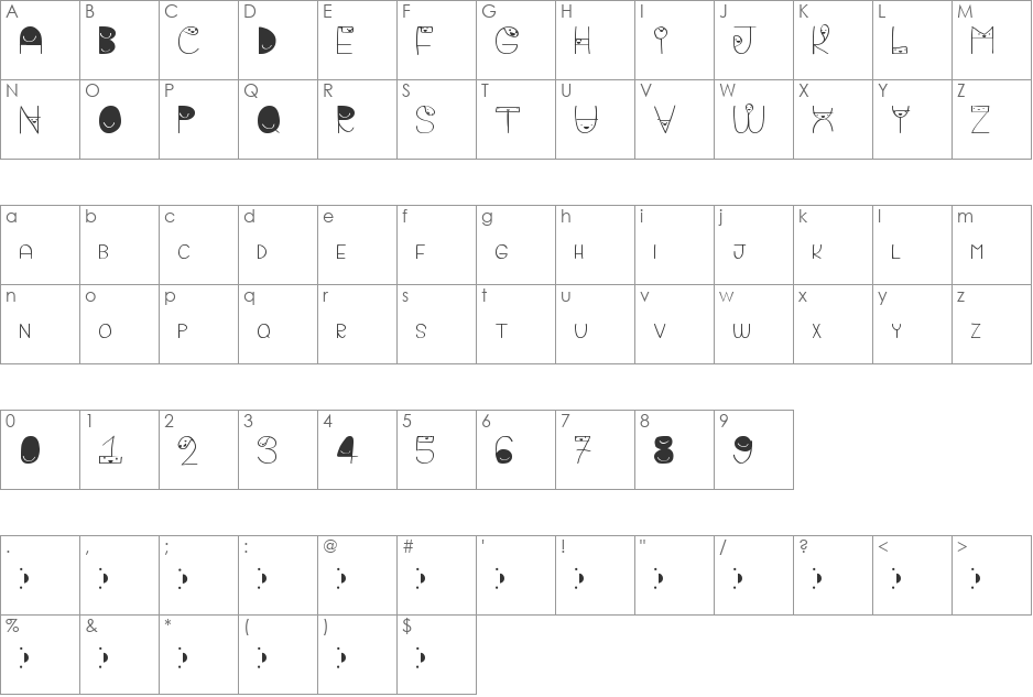 bigattino font character map preview