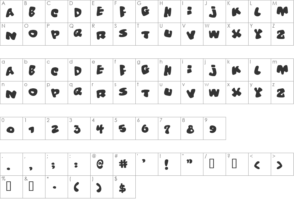 Vitamin outlined font character map preview