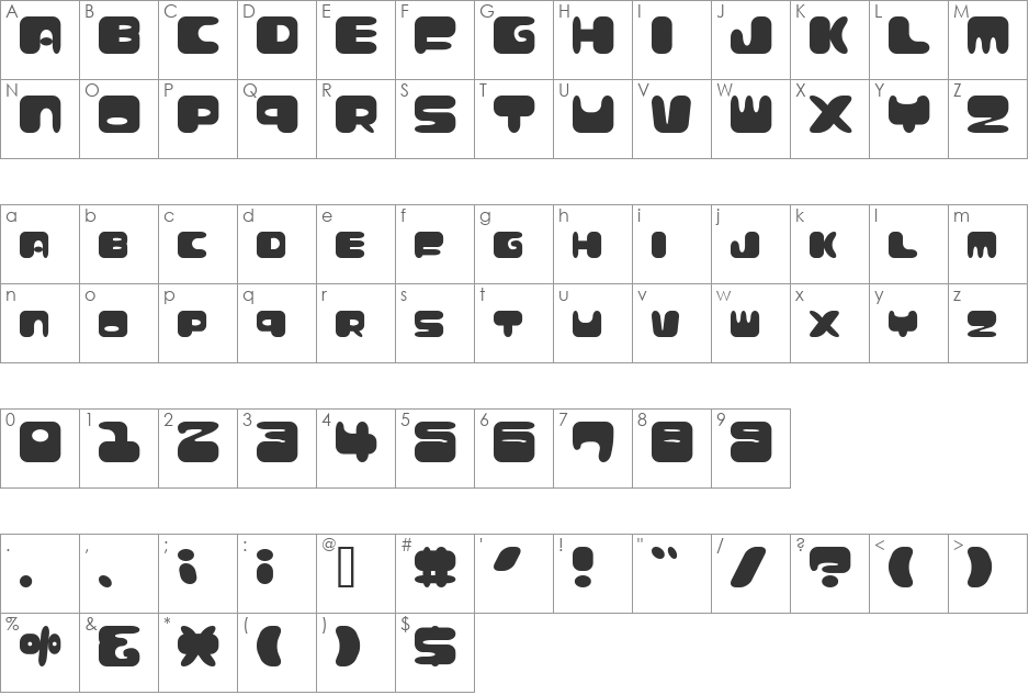 VitaminTabletE font character map preview