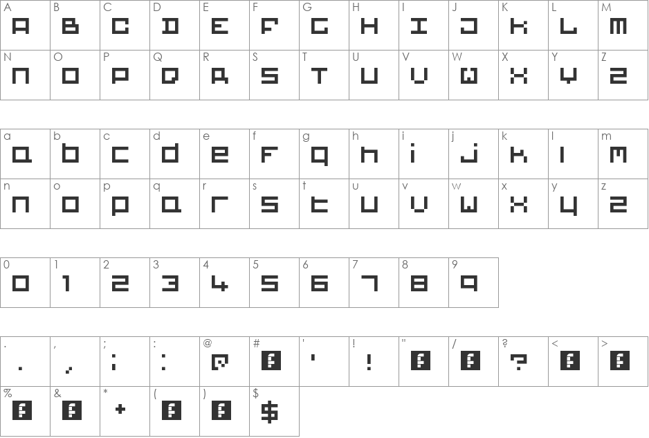 BIGBLOCKS font character map preview