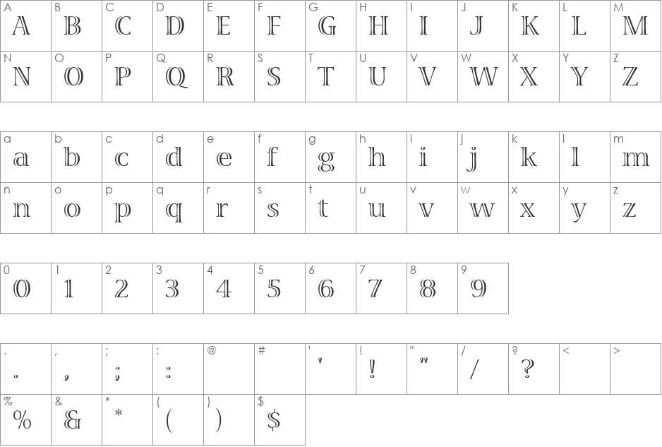 Viva font character map preview
