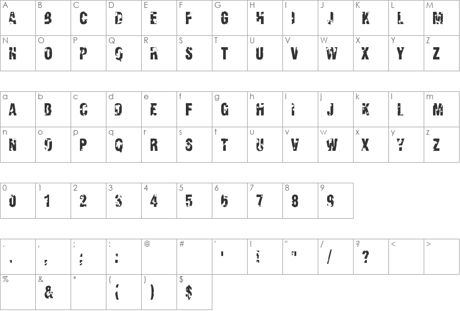 Viva Allende font character map preview
