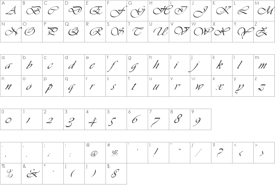 Vive font character map preview