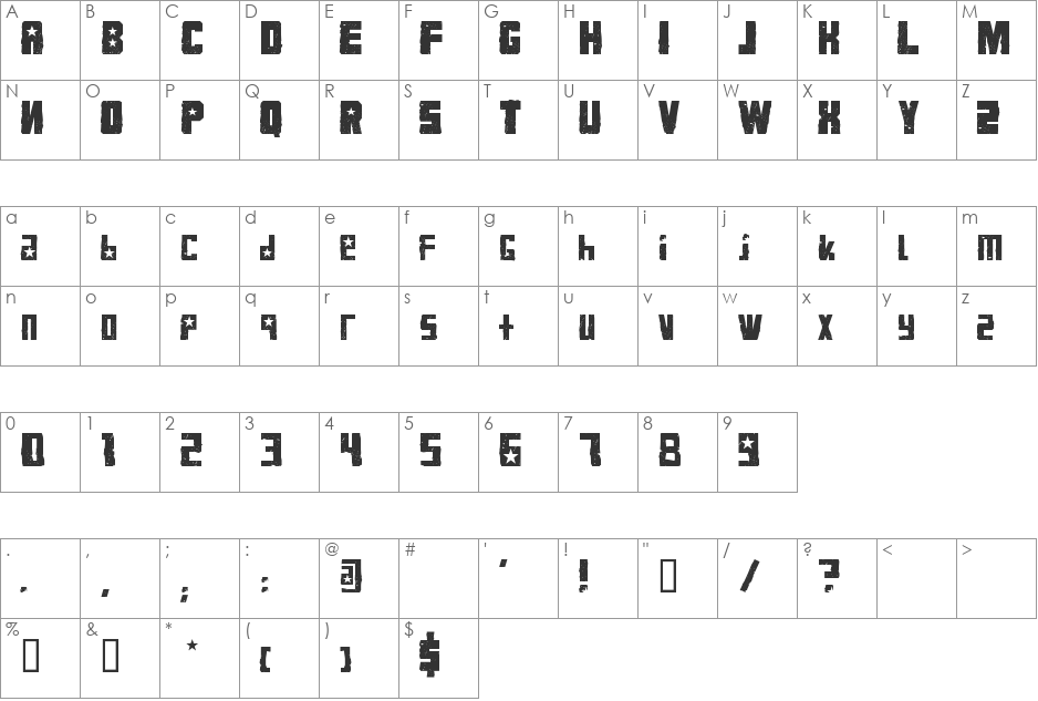 VKB KonQa font character map preview
