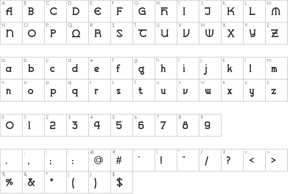 Vlaanderen Chiseled NF font character map preview