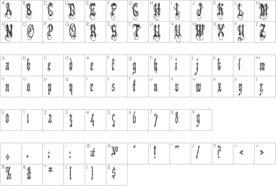 VladTepes II (Vlads Dad) font character map preview