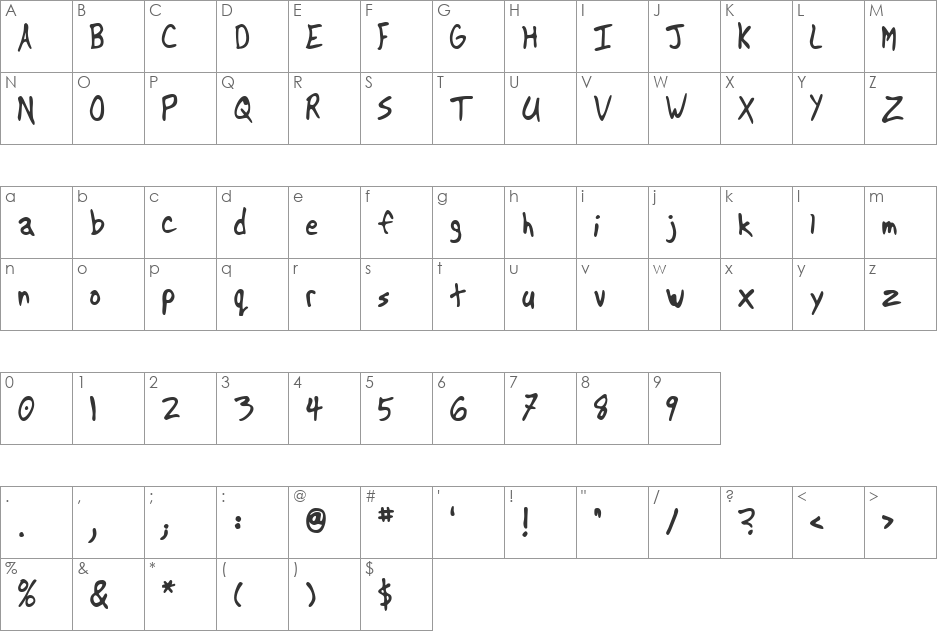 VNI Viettay font character map preview