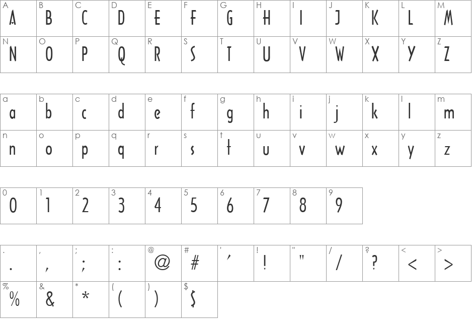 VNI-Architec font character map preview