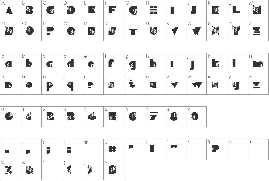 VNI-Aztek font character map preview